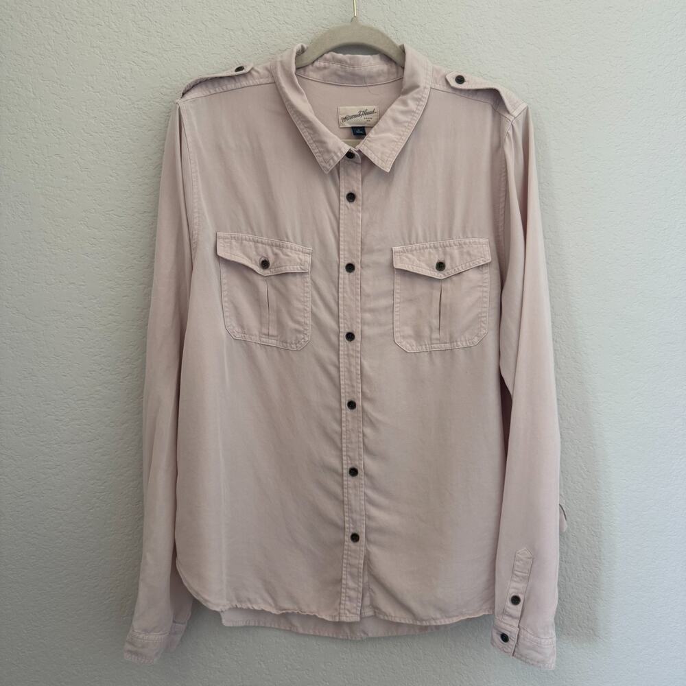 Universal Thread Button Up Shirt Shacket Womens Utility Pink Top Pockets Size XL